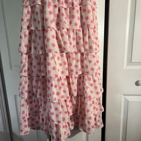 Francesca's Pink Smocked Puff Sleeve Maxi Dress - Picture 2 of 9